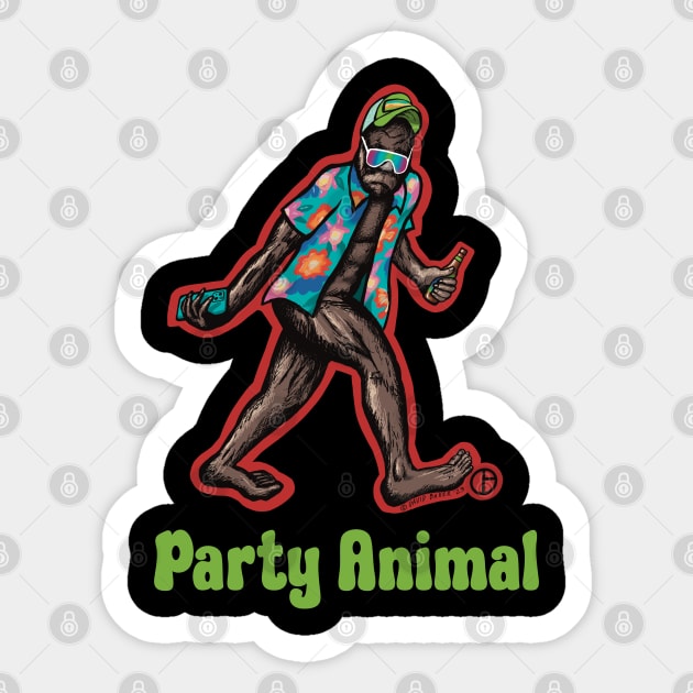 Party Animal Bigfoot Sticker by Art from the Blue Room